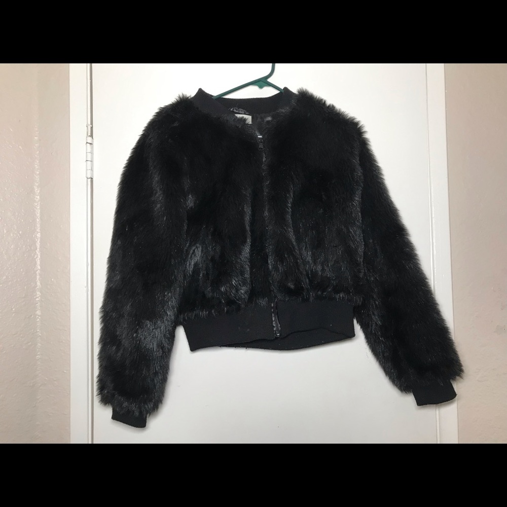 Black faux fur jacket
